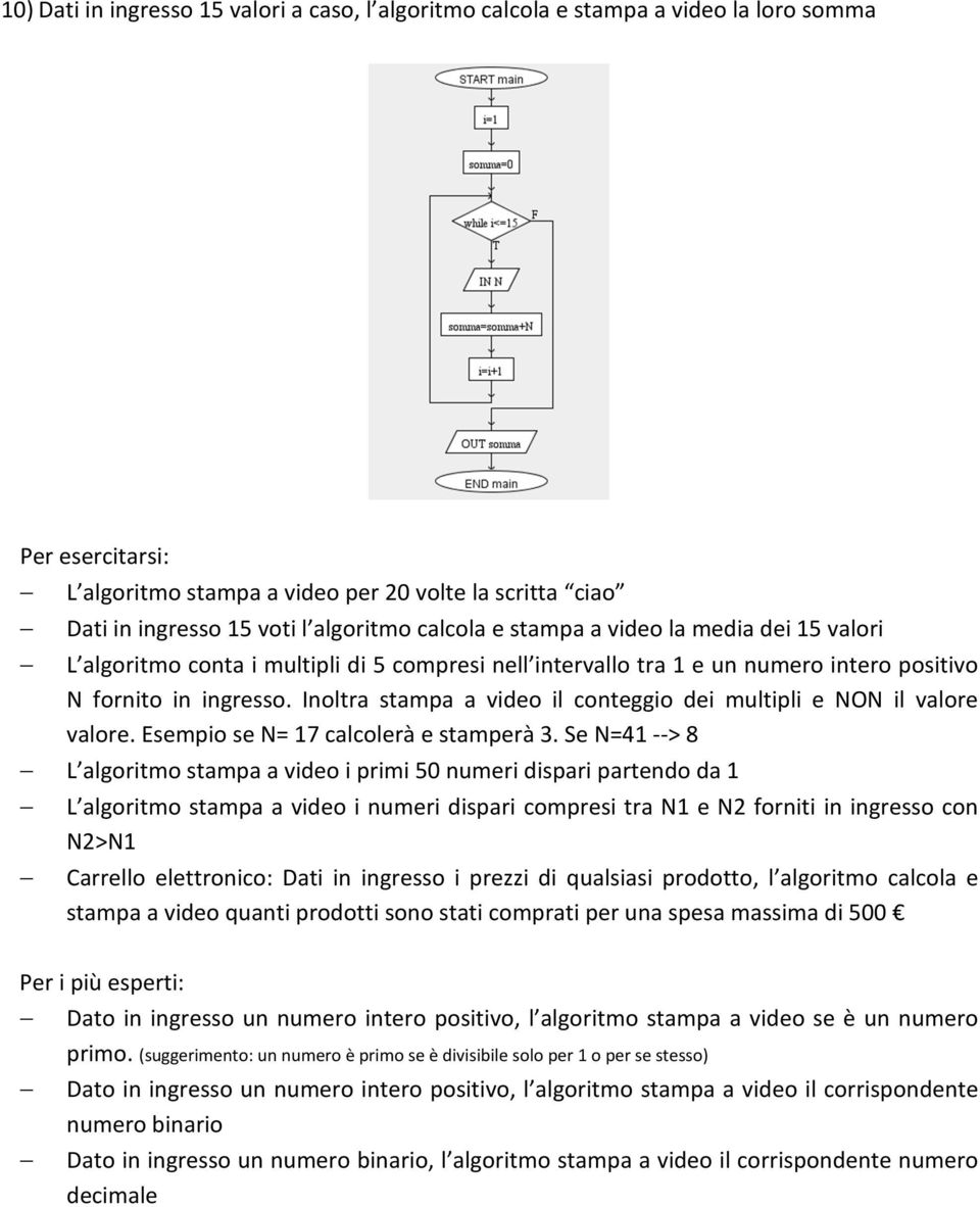 Inoltra stampa a video il conteggio dei multipli e NON il valore valore. Esempio se N= 17 calcolerà e stamperà 3.