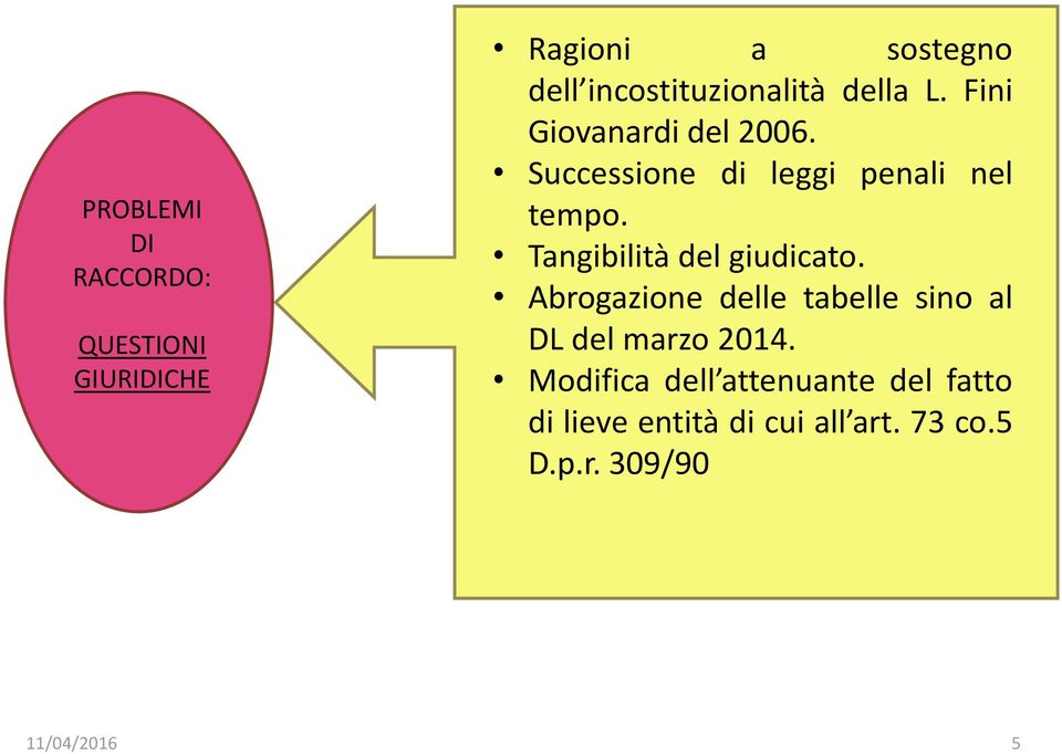 Tangibilità del giudicato. Abrogazione delle tabelle sino al DL del marzo 2014.