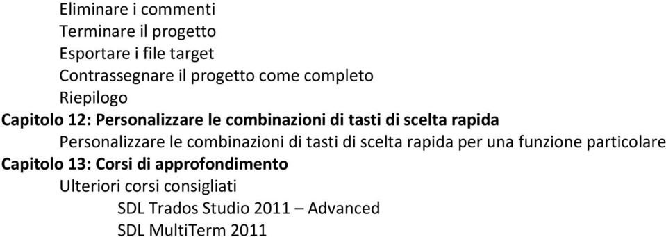 Personalizzare le combinazioni di tasti di scelta rapida per una funzione particolare Capitolo