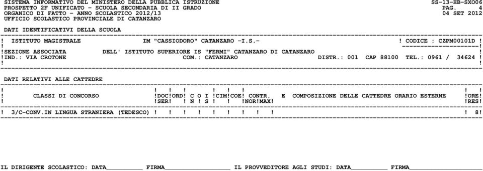 !SEZIONE ASSOCIATA DELL' ISTITUTO SUPERIORE IS "FERMI" CATANZARO DI CATANZARO!!IND.