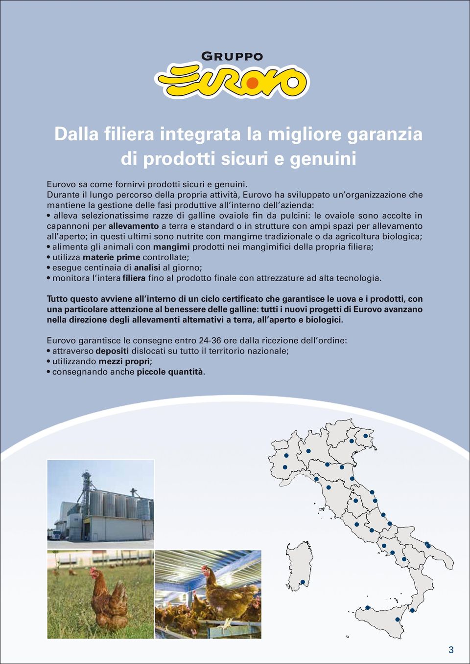 galline ovaiole fin da pulcini: le ovaiole sono accolte in capannoni per allevamento a terra e standard o in strutture con ampi spazi per allevamento all aperto; in questi ultimi sono nutrite con