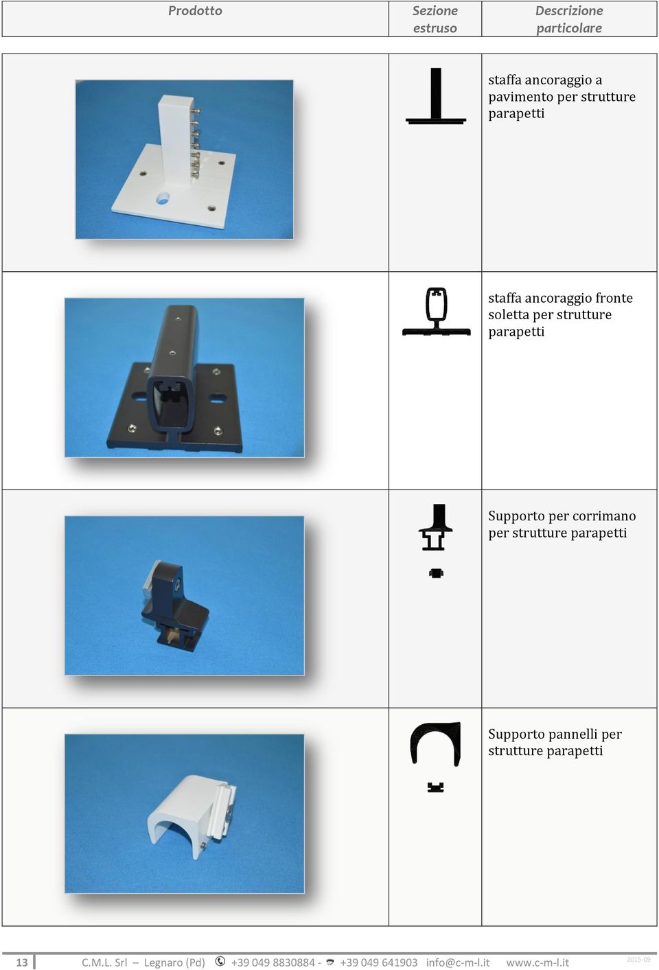 strutture parapetti Supporto pannelli per strutture parapetti 13 C.M.L.