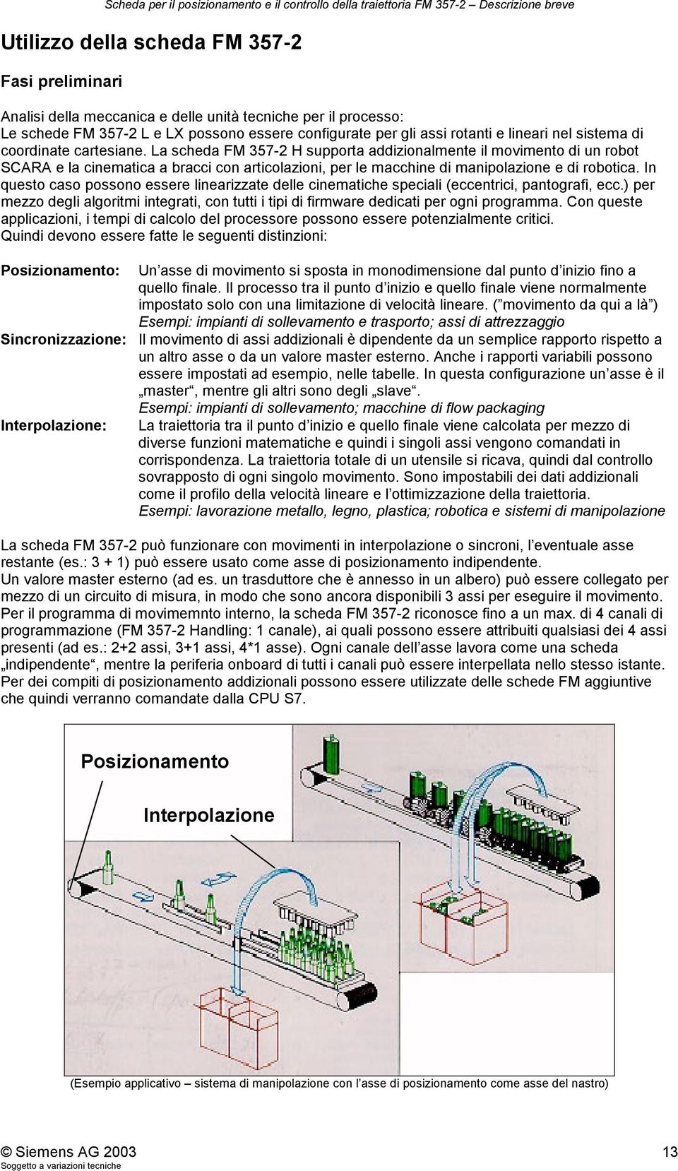 La scheda FM 357-2 H supporta addizionalmente il movimento di un robot SCARA e la cinematica a bracci con articolazioni, per le macchine di manipolazione e di robotica.