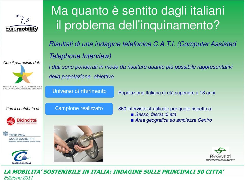 della popolazione obiettivo Universo di riferimento Popolazione Italiana di età superiore a 18 anni Campione realizzato