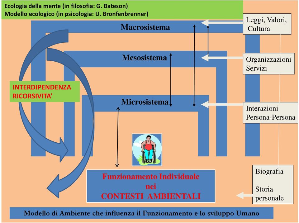 RICORSIVITA Microsistema Interazioni Persona-Persona Funzionamento Individuale nei CONTESTI AMBIENTALI