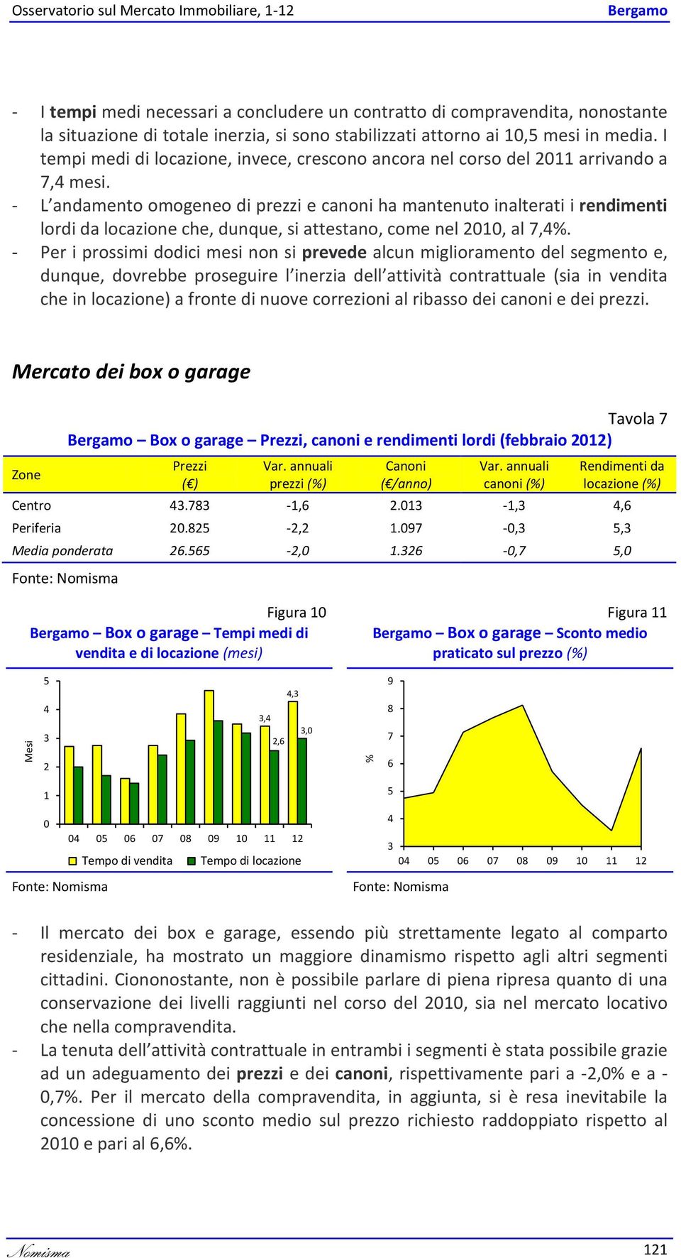 - L andamento omogeneo di prezzi e canoni ha mantenuto inalterati i rendimenti lordi da locazione che, dunque, si attestano, come nel 20, al 7,.