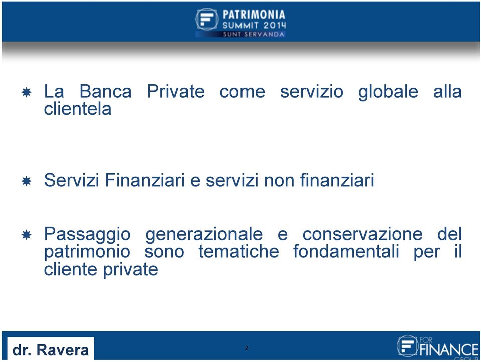 finanziari Passaggio generazionale e conservazione