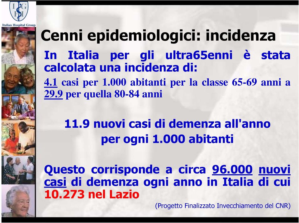 9 nuovi casi di demenza all'anno per ogni 1.000 abitanti Questo corrisponde a circa 96.