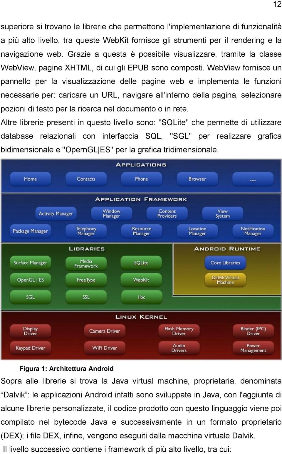 WebView fornisce un pannello per la visualizzazione delle pagine web e implementa le funzioni necessarie per: caricare un URL, navigare all'interno della pagina, selezionare pozioni di testo per la