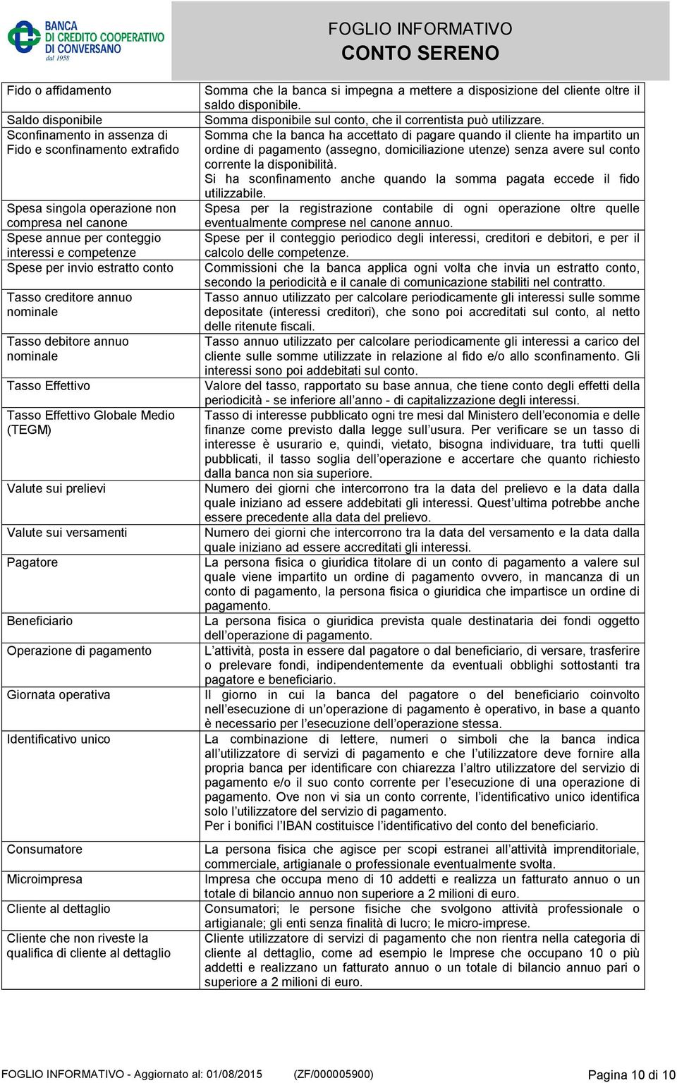 Beneficiario Operazione di pagamento Giornata operativa Identificativo unico Consumatore Microimpresa Cliente al dettaglio Cliente che non riveste la qualifica di cliente al dettaglio Somma che la