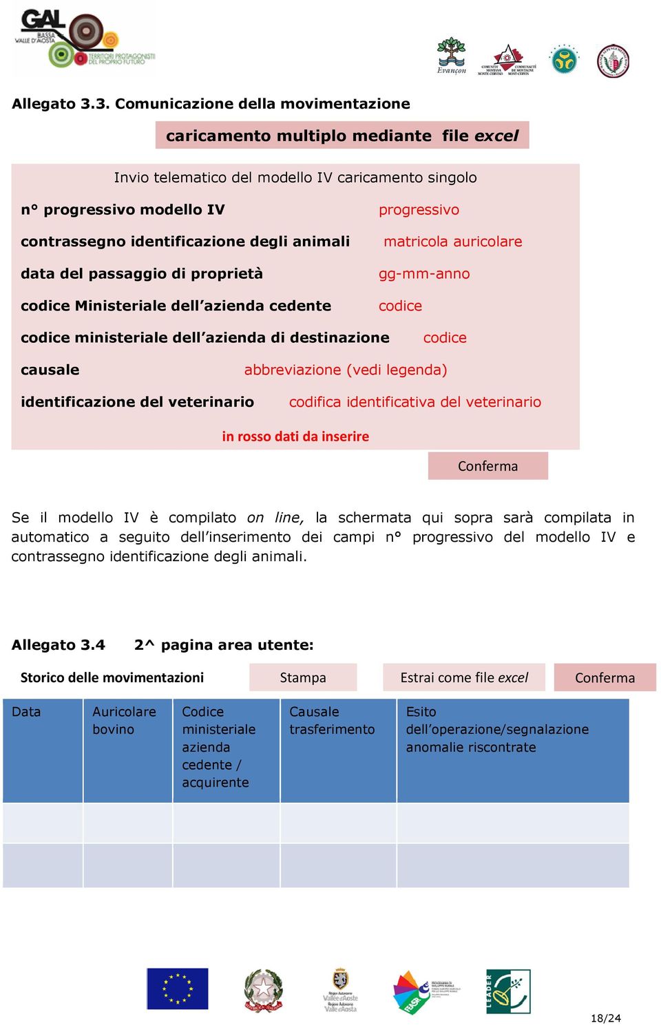 degli animali data del passaggio di proprietà codice Ministeriale dell azienda cedente matricola auricolare gg-mm-anno codice codice ministeriale dell azienda di destinazione codice causale