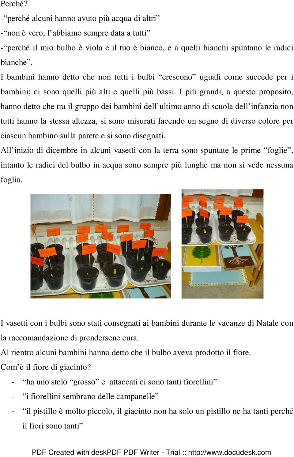 I più grandi, a questo proposito, hanno detto che tra il gruppo dei bambini dell ultimo anno di scuola dell infanzia non tutti hanno la stessa altezza, si sono misurati facendo un segno di diverso