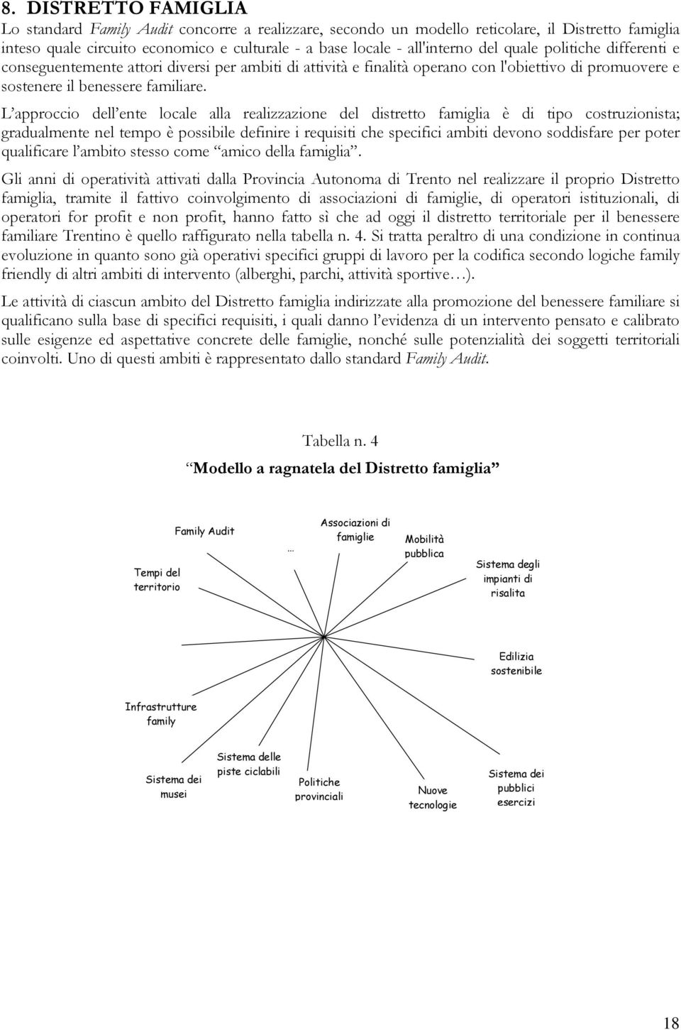 L approccio dell ente locale alla realizzazione del distretto famiglia è di tipo costruzionista; gradualmente nel tempo è possibile definire i requisiti che specifici ambiti devono soddisfare per