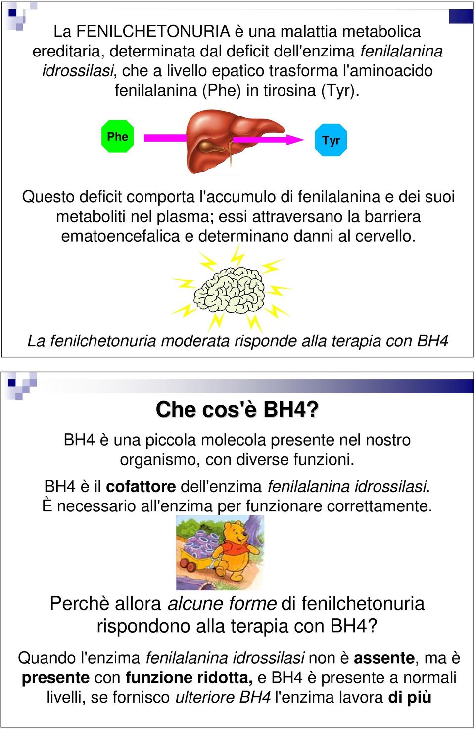 La fenilchetonuria moderata risponde alla terapia con BH4 Che cos'è BH4? BH4 è una piccola molecola presente nel nostro organismo, con diverse funzioni.