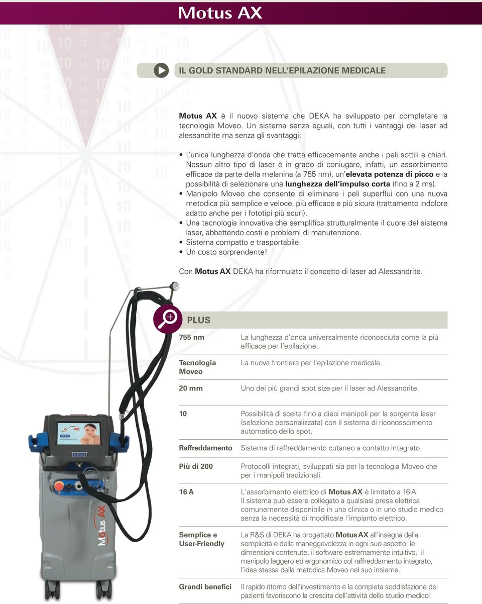 Nessun altro tipo di laser è in grado di coniugare, infatti, un assorbimento efficace da parte della melanina (a 755 nm), un elevata potenza di picco e la possibilità di selezionare una lunghezza