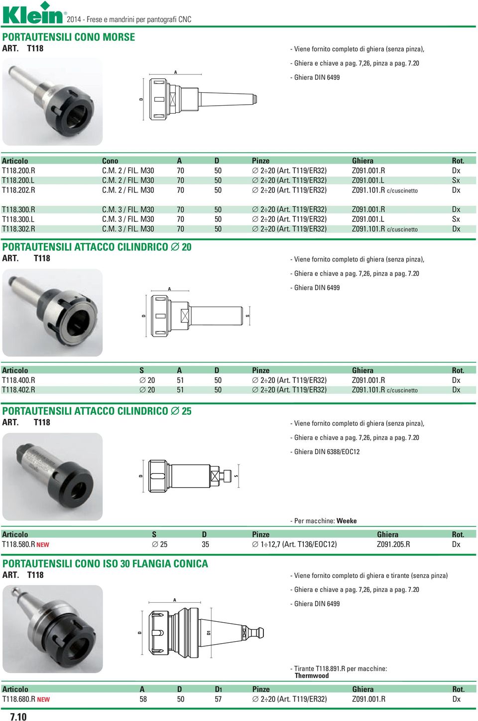 R c/cuscinetto Dx T118.300.R C.M. 3 / FIL. M30 70 50 2 20 (Art. T119/ER32) Z091.001.R Dx T118.300.L C.M. 3 / FIL. M30 70 50 2 20 (Art. T119/ER32) Z091.001.L Sx T118.302.R C.M. 3 / FIL. M30 70 50 2 20 (Art. T119/ER32) Z091.101.