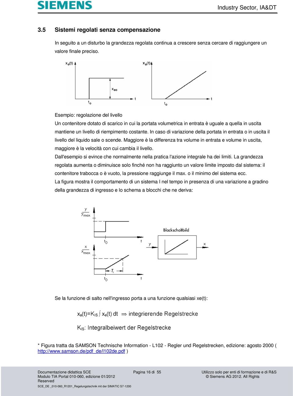 In caso di variazione della portata in entrata o in uscita il livello del liquido sale o scende.