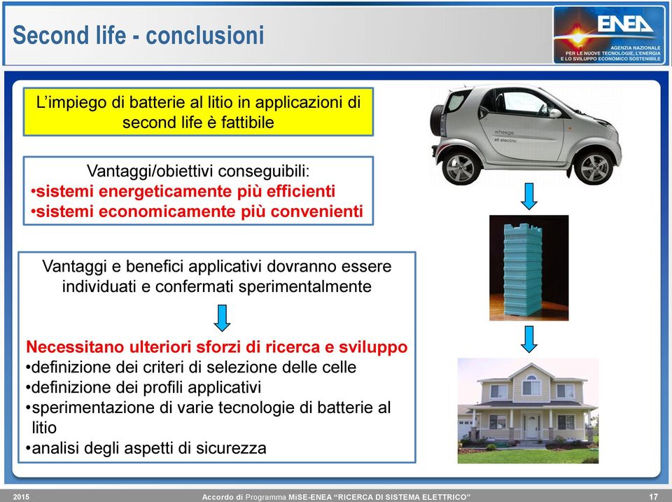 individuati e confermati sperimentalmente Necessitano ulteriori sforzi di ricerca e sviluppo definizione dei criteri di selezione