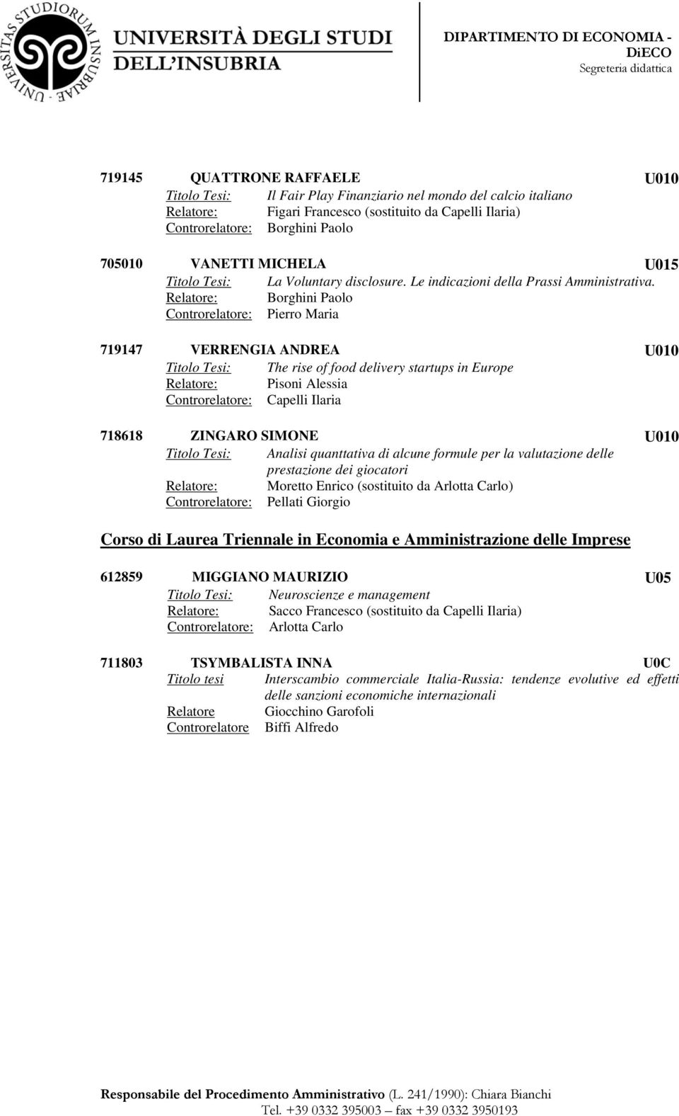 Relatore: Borghini Paolo Controrelatore: Pierro Maria 719147 VERRENGIA ANDREA U010 Titolo Tesi: The rise of food delivery startups in Europe Relatore: Pisoni Alessia Controrelatore: Capelli Ilaria