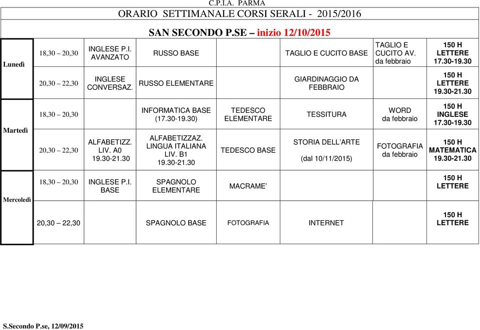 30 ALFABETIZZ. LIV. A0 19.30-21.