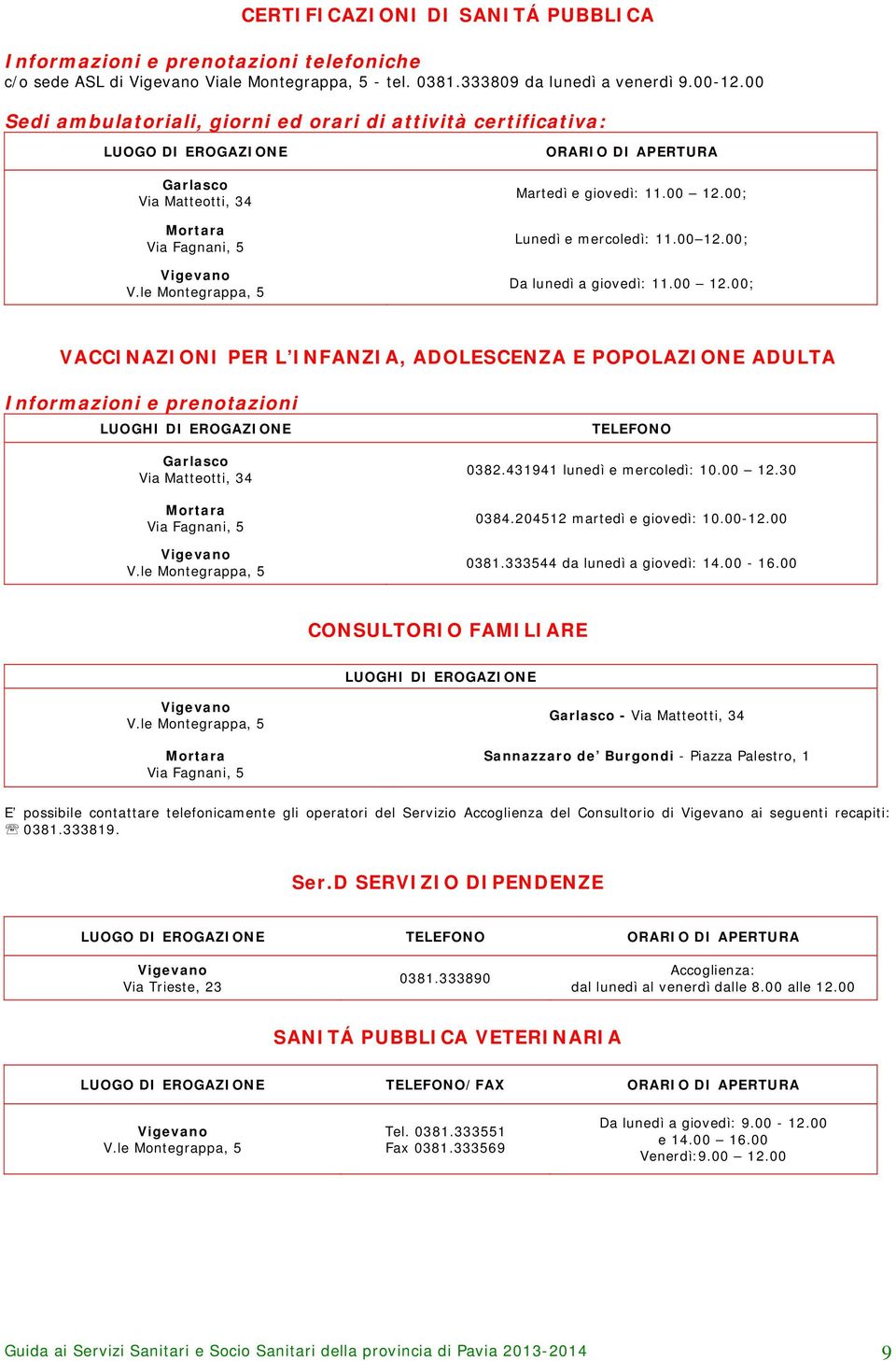 le Montegrappa, 5 ORARIO DI APERTURA Martedì e giovedì: 11.00 12.