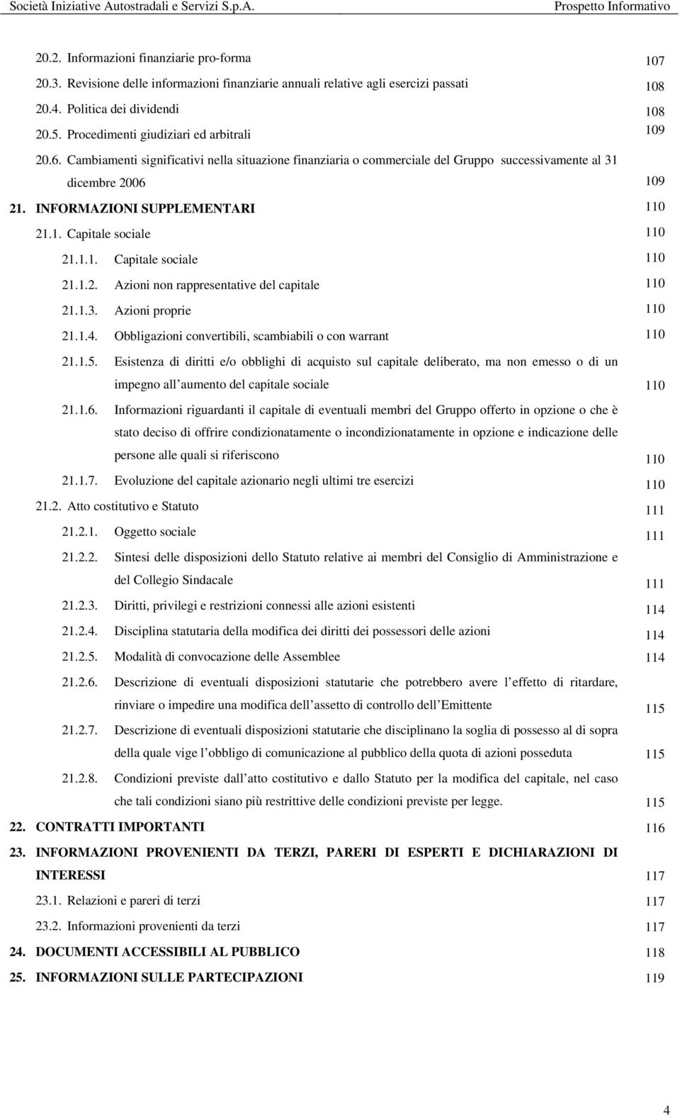 1.1. Capitale sociale 21.1.2. Azioni non rappresentative del capitale 21.1.3. Azioni proprie 21.1.4. Obbligazioni convertibili, scambiabili o con warrant 21.1.5.