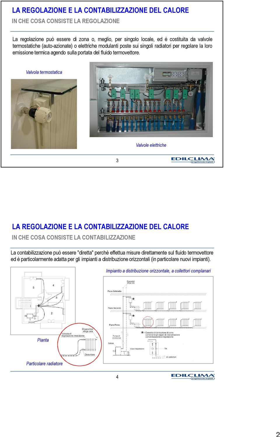 Valvola termostatica Valvole elettriche 3 IN CHE COSA CONSISTE LA CONTABILIZZAZIONE La contabilizzazione può essere "diretta" perchè effettua misure direttamente sul