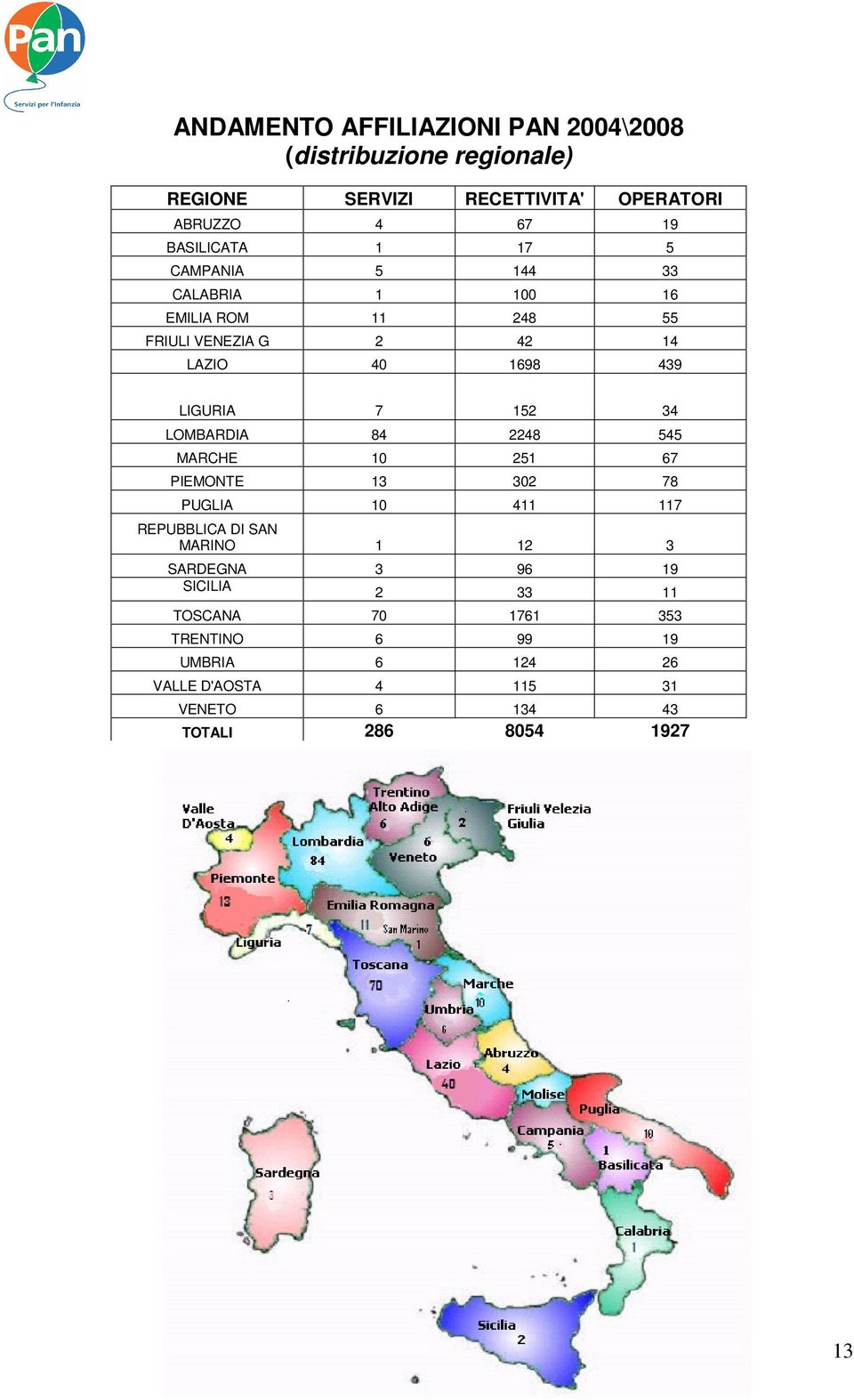 152 34 LOMBARDIA 84 2248 545 MARCHE 10 251 67 PIEMONTE 13 302 78 PUGLIA 10 411 117 REPUBBLICA DI SAN MARINO 1 12 3 SARDEGNA 3