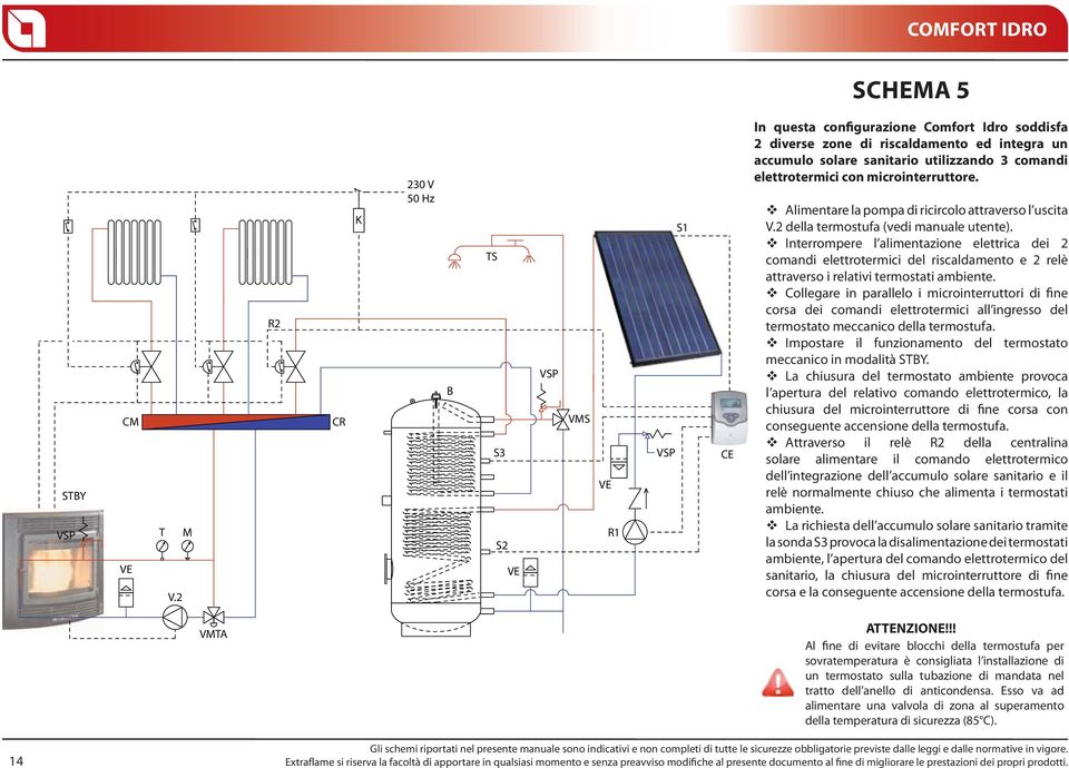 Interrompere l alimentazione elettrica dei 2 comandi elettrotermici del riscaldamento e 2 relè attraverso i relativi termostati ambiente.