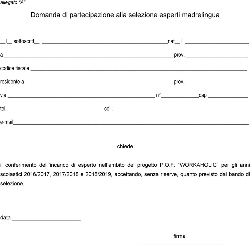 e-mail chiede il conferimento dell' incarico di esperto nell ambito del progetto P.O.F.