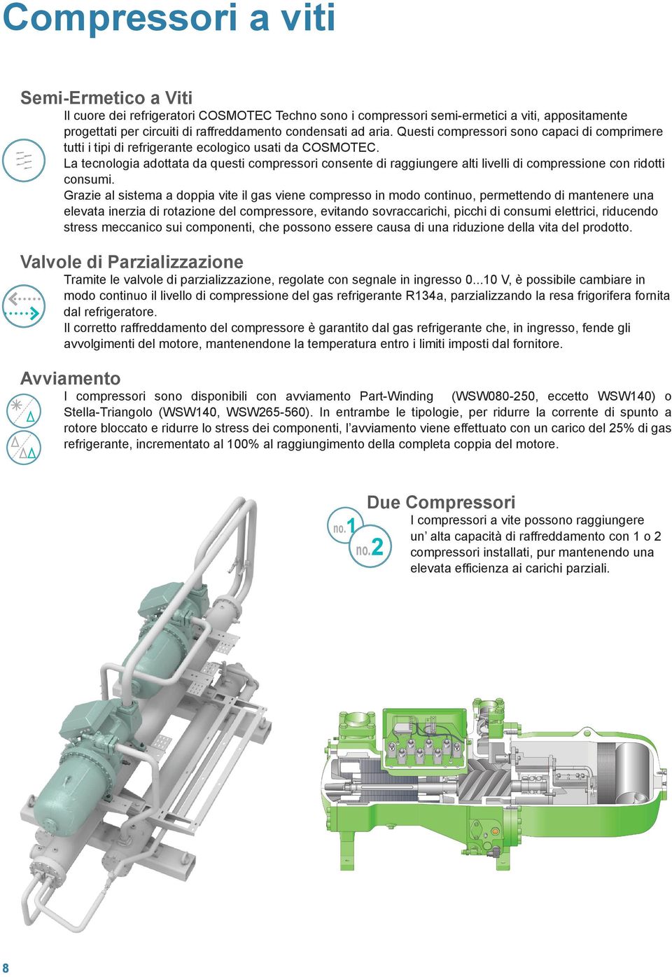 La tecnologia adottata da questi compressori consente di raggiungere alti livelli di compressione con ridotti consumi.