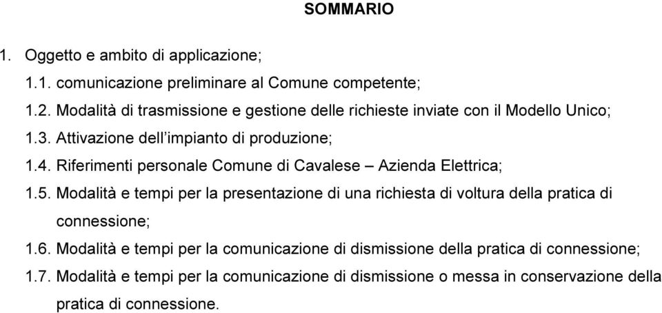 Riferimenti personale Comune di Cavalese Azienda Elettrica; 1.5.