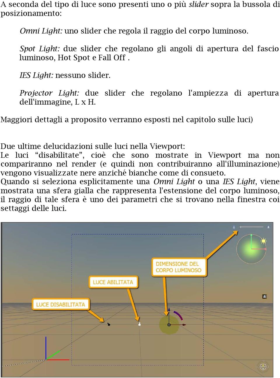 Projector Light: due slider che regolano l'ampiezza di apertura dell'immagine, L x H.