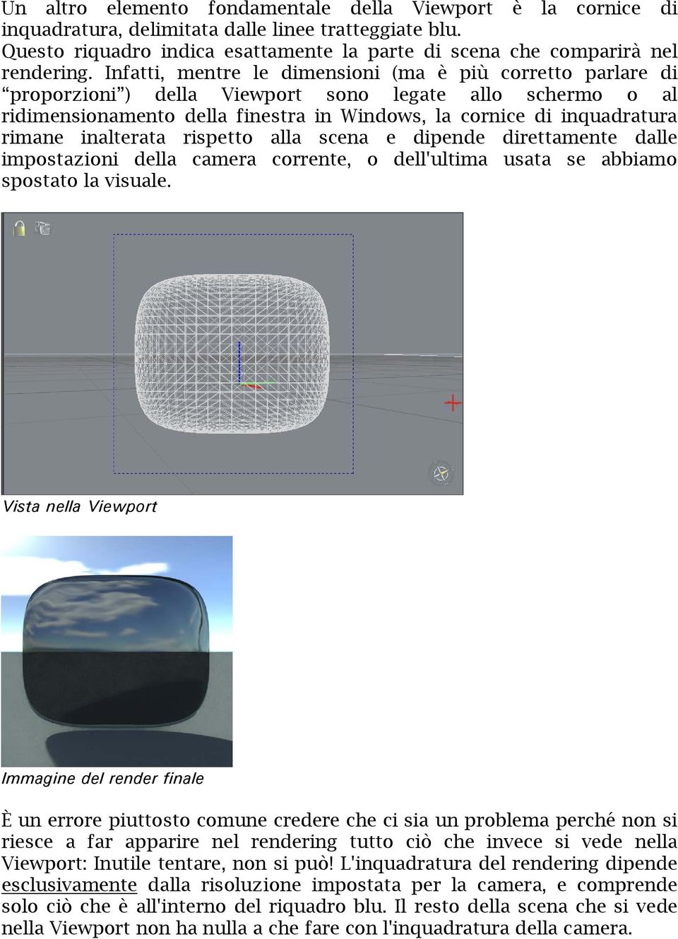 inalterata rispetto alla scena e dipende direttamente dalle impostazioni della camera corrente, o dell'ultima usata se abbiamo spostato la visuale.