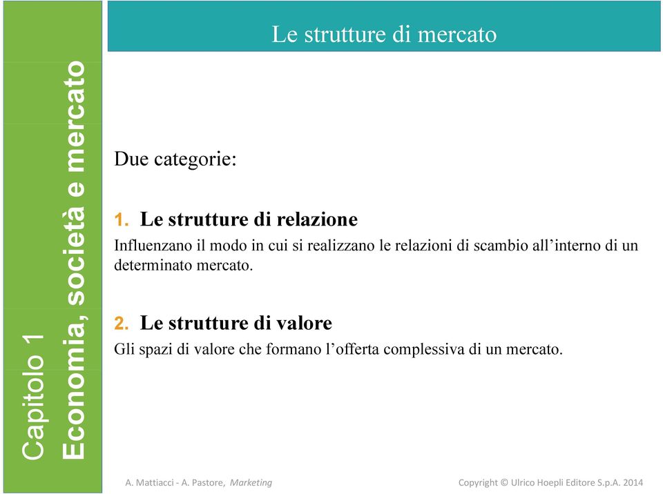 relazioni di scambio all interno di un determinato mercato. 2.