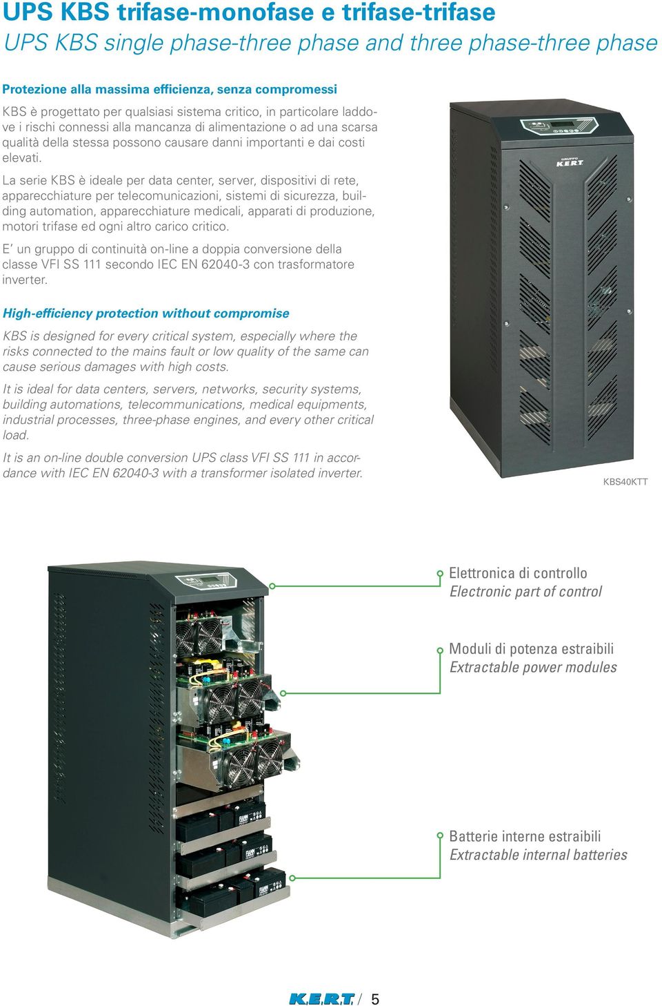 La serie KBS è ideale per data center, server, dispositivi di rete, apparecchiature per telecomunicazioni, sistemi di sicurezza, building automation, apparecchiature medicali, apparati di produzione,