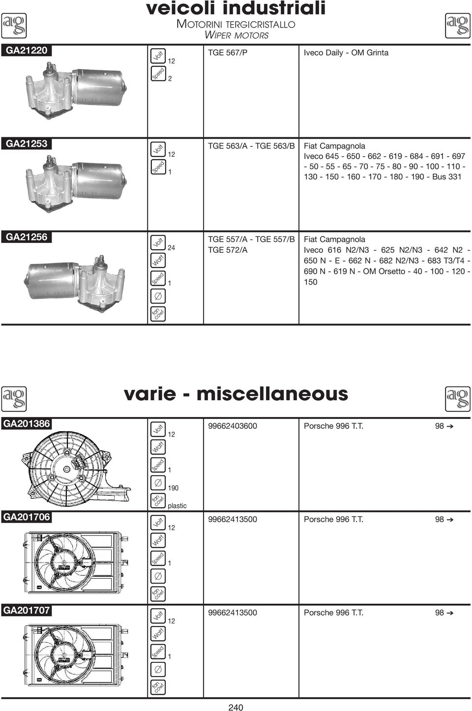 57/A Fiat Campagnola Iveco 66 N/N3-65 N/N3-64 N - 650 N - E - 66 N - 68 N/N3-683 T3/T4-690 N - 69 N - OM Orsetto - 40-00 - 0-50