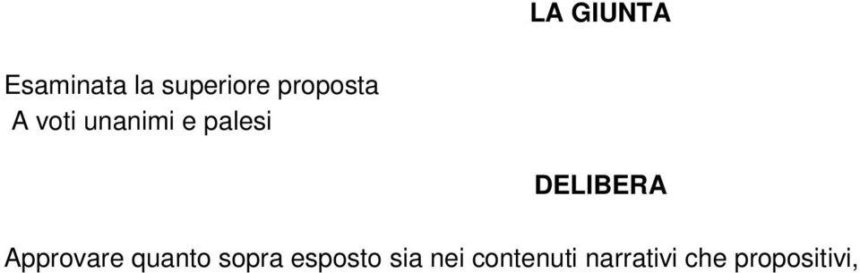 DELIBERA Approvare quanto sopra