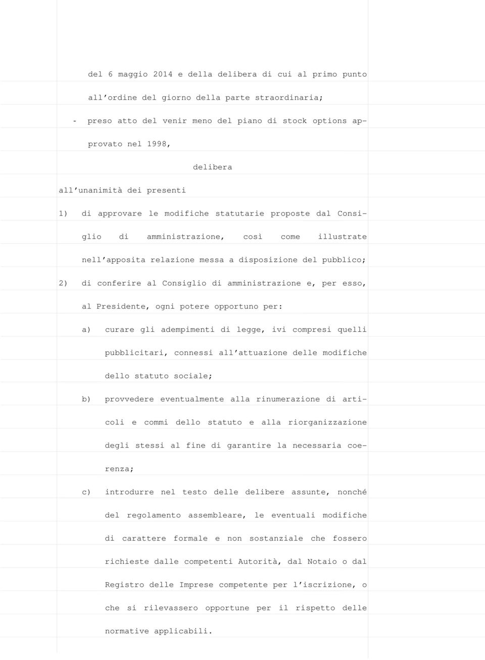 conferire al Consiglio di amministrazione e, per esso, al Presidente, ogni potere opportuno per: a) curare gli adempimenti di legge, ivi compresi quelli pubblicitari, connessi all attuazione delle