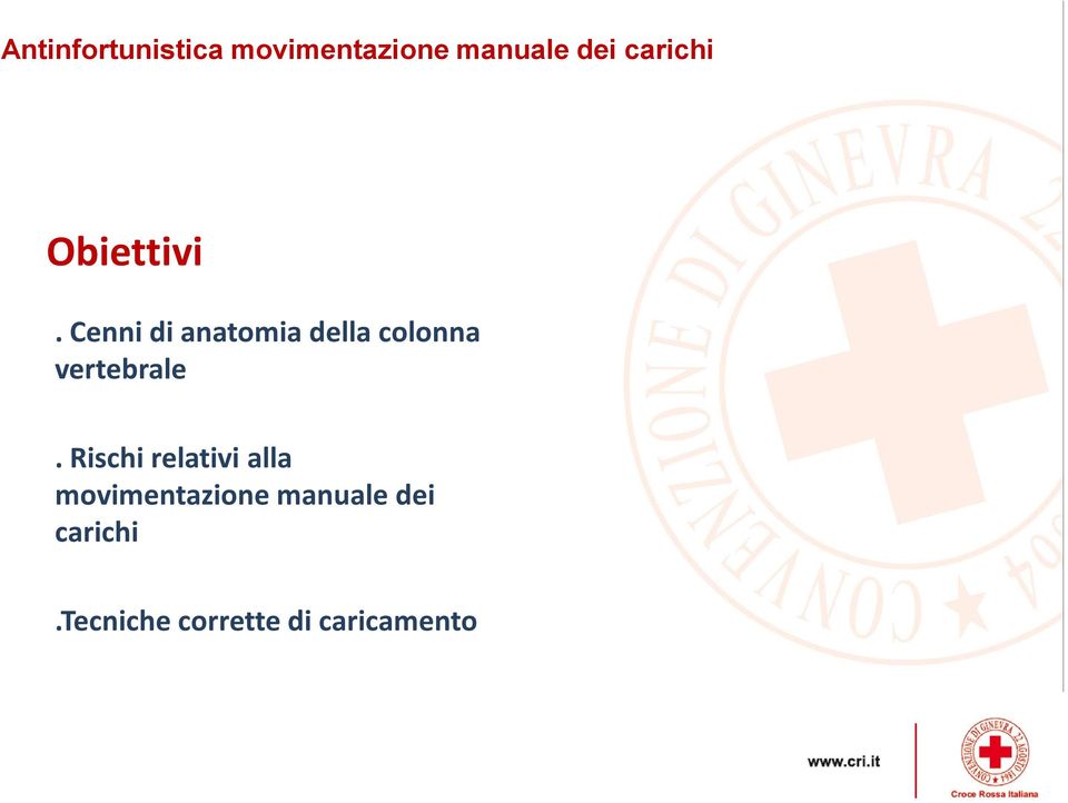 Cenni di anatomia della colonna vertebrale.