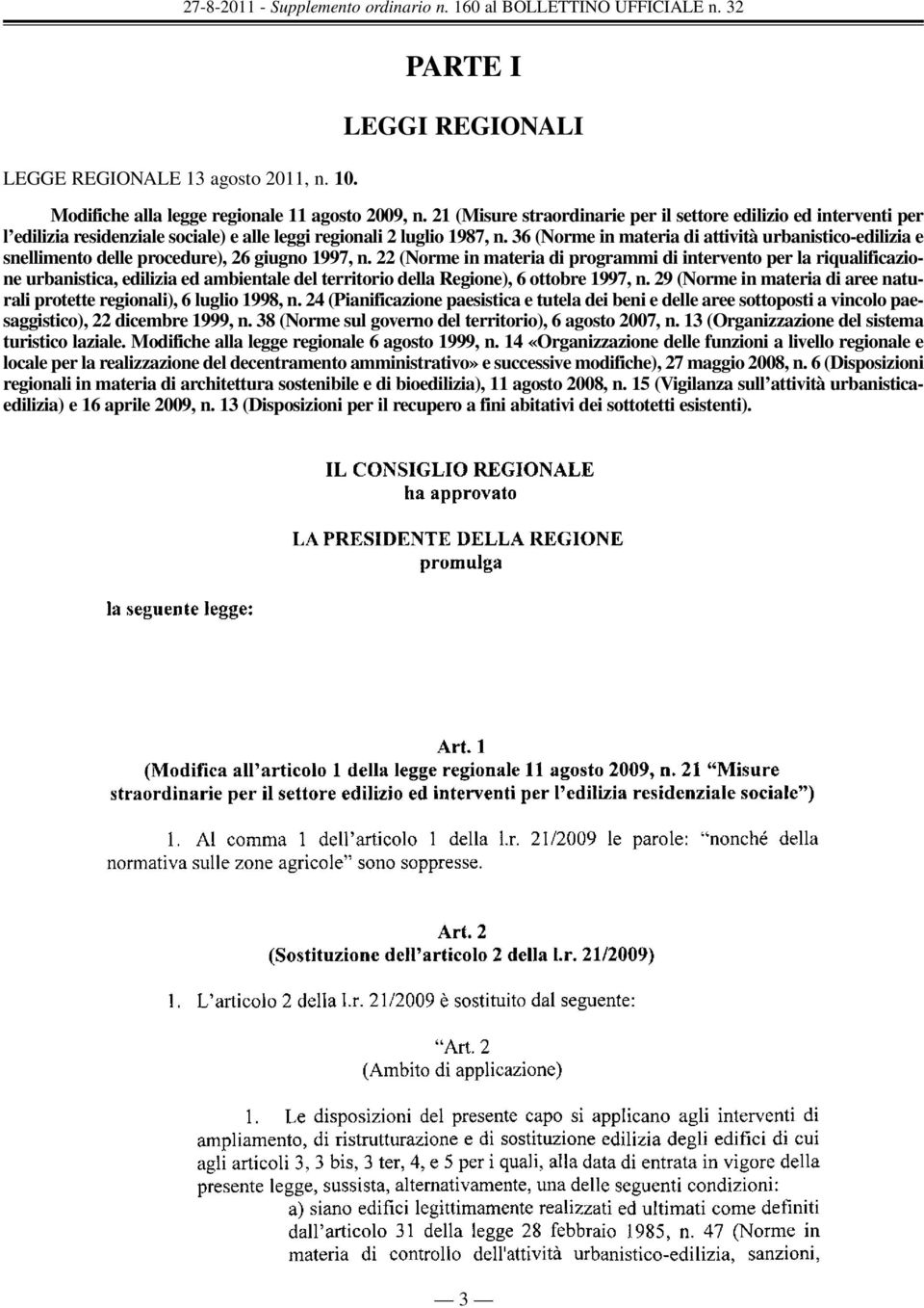 36 (Norme in materia di attività urbanistico-edilizia e snellimento delle procedure), 26 giugno 1997, n.