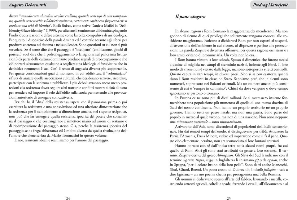 E ciò finisce, come scrive Daniela Maffei in Self- Identity/Place-identity (1999), per alienare il sentimento di identità spingendo l individuo a reazioni e difese estreme come la scelta compulsiva