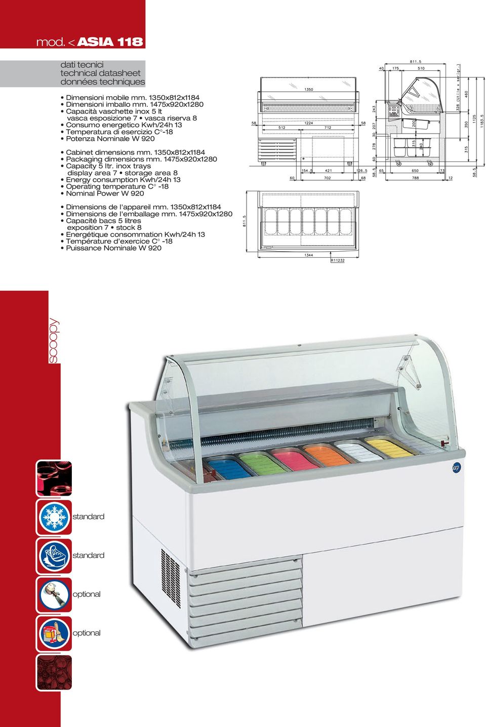 1350x812x1184 Packaging dimensions mm.