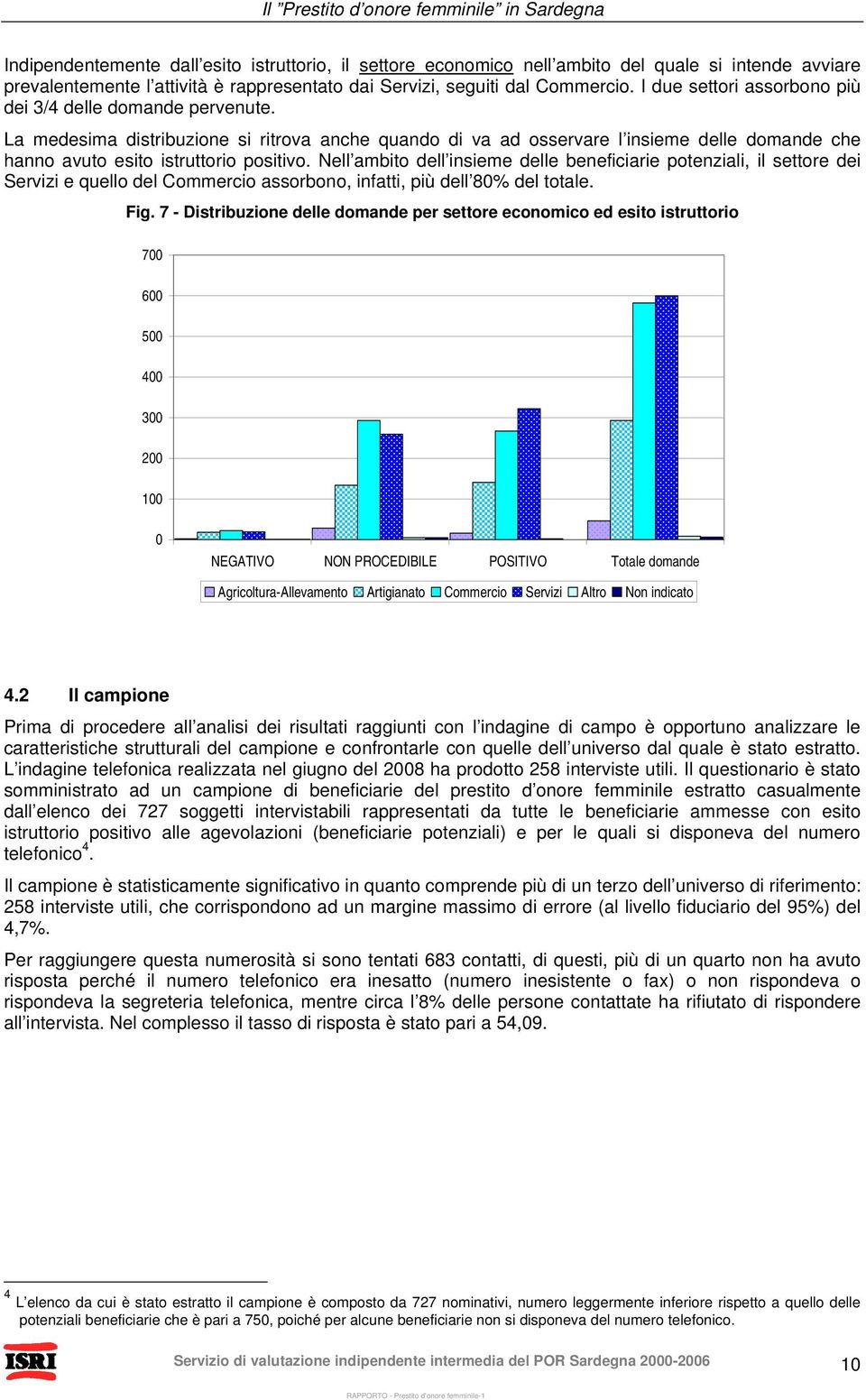 Nell ambito dell insieme delle beneficiarie potenziali, il settore dei Servizi e quello del Commercio assorbono, infatti, più dell 80% del totale. Fig.