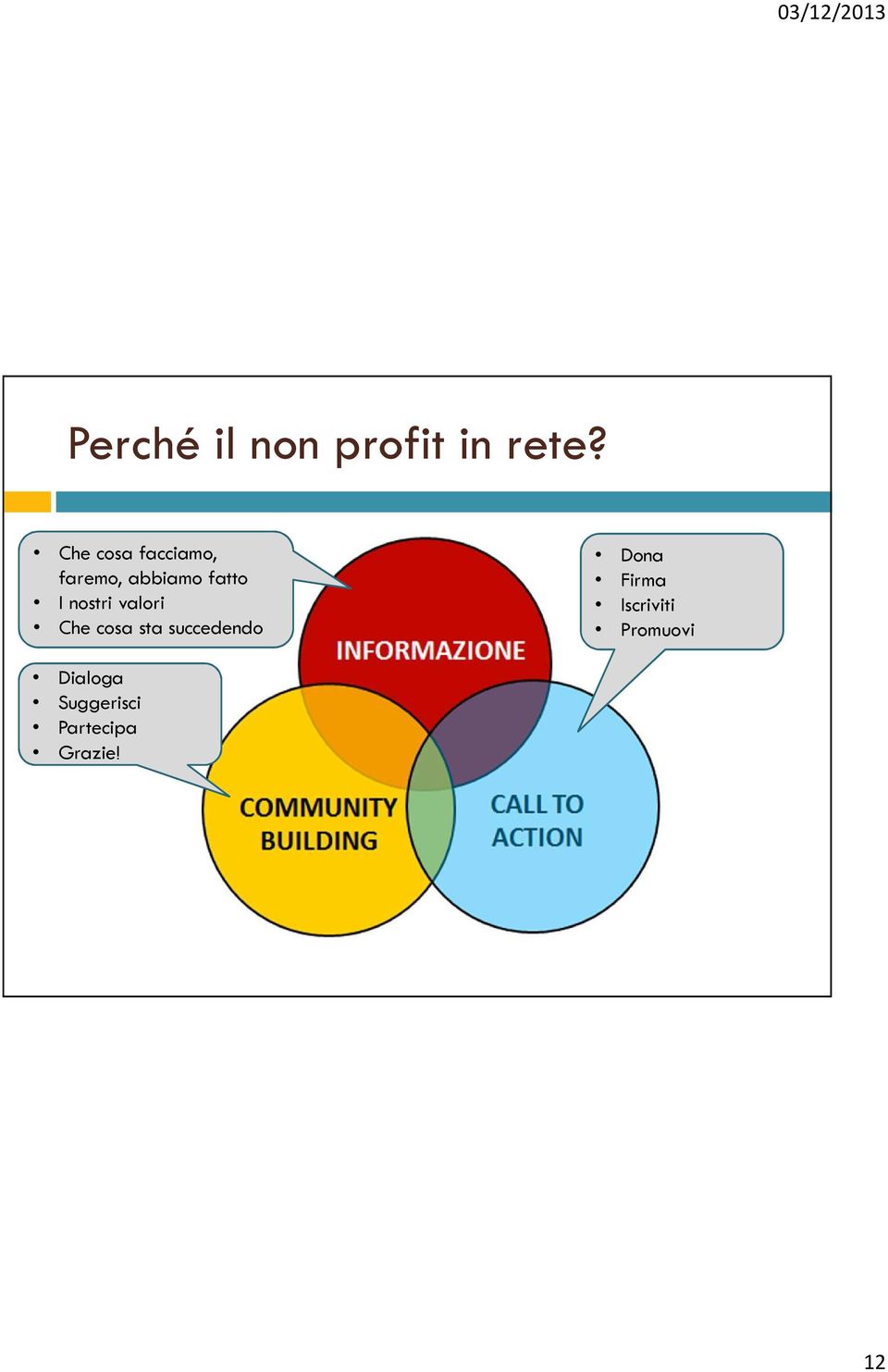 nostri valori Che cosa sta succedendo Dona