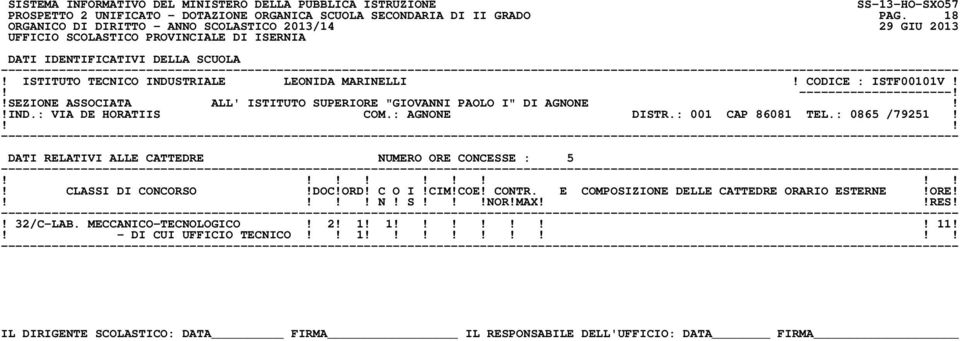 !SEZIONE ASSOCIATA ALL' ISTITUTO SUPERIORE "GIOVANNI PAOLO I" DI AGNONE!!IND.: VIA DE HORATIIS COM.