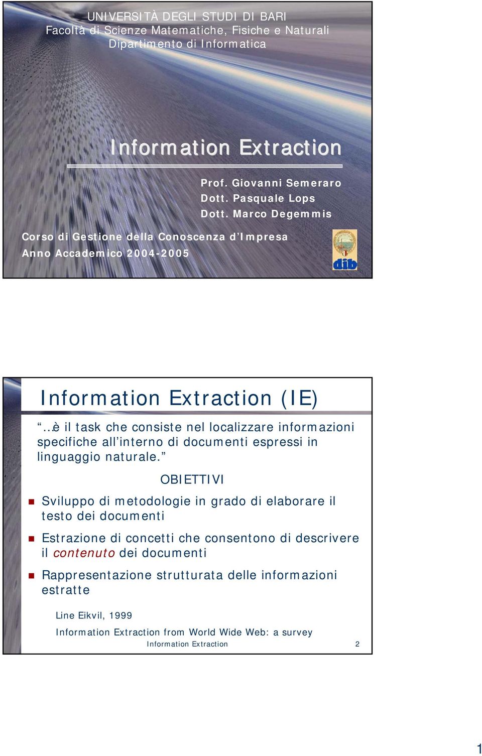 interno di documenti espressi in linguaggio naturale.