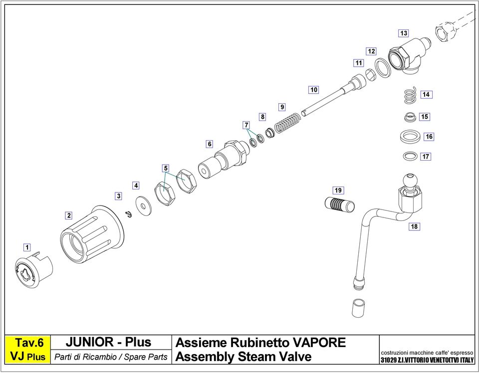 Assieme Rubinetto VAPORE Assembly Steam Valve
