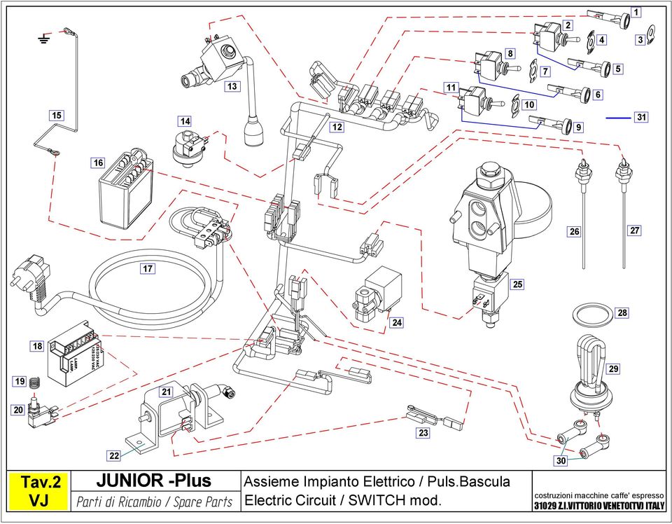 2 VJ 22 JUNIOR -Plus Parti di Ricambio / Spare Parts Assieme Impianto Elettrico /