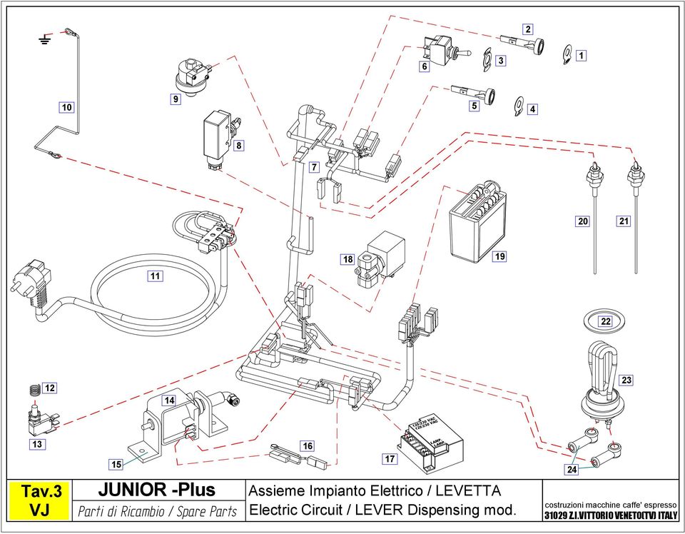 3 VJ 15 JUNIOR -Plus Parti di Ricambio / Spare Parts 16 Assieme Impianto